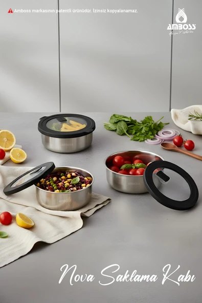 Nova 6 Parça Paslanmaz Çelik Saklama Kabı 14-16-18 cm ürün görseli 1