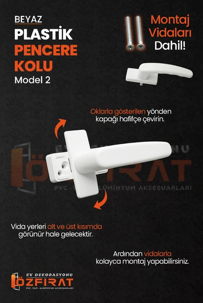 Pimapen PVC Pencere Kolu – Plastik – Beyaz – Model 2 – (2 Adet) - Resim 3