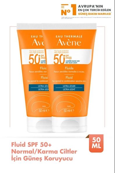 Avene Fluide 50+ Normal Karma Ve Hassas Ciltler İçin 50 ml 2 Adet ürün görseli