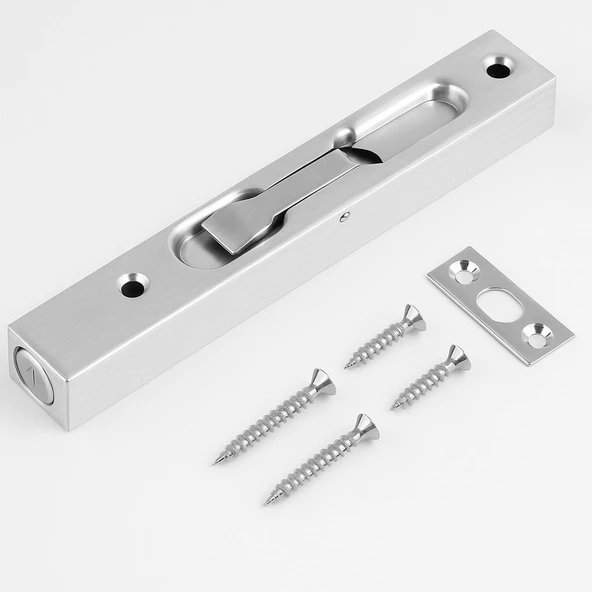 Paslanmaz Çelik 20 cm Gömme Kapı Sürgüsü Gizli Sessiz Çalışan Dayanıklı Kapı Kilitleme Mekanizması ürün görseli