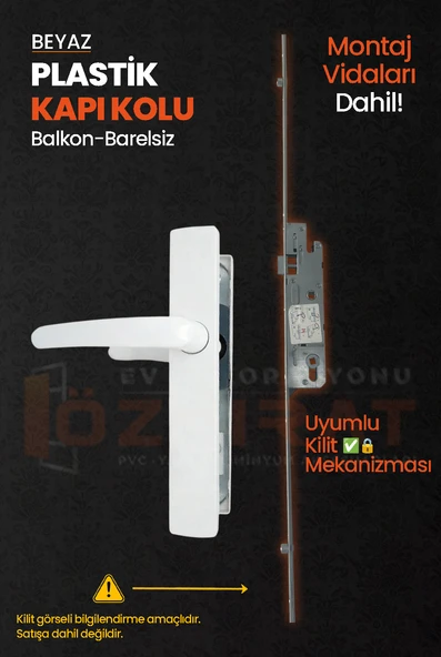 PVC Pimapen Plastik Balkon Kapı Kolu – Barelsiz – Beyaz – (40 Takım / 1 Koli) - Resim 3