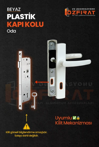 PVC Pimapen Plastik Oda Kapı Kolu – Beyaz – (40 Takım) - Resim 3