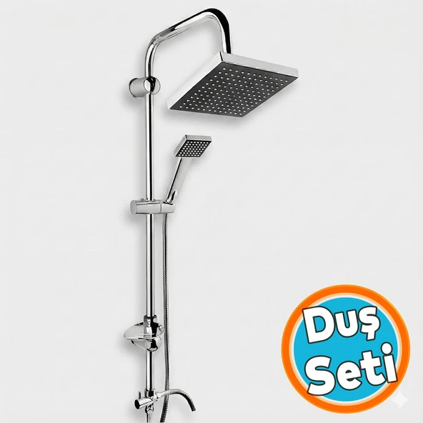 Robot Duş Seti Tam Takım Parlak Krom Standart Yağmurlama Başlık Sabunluklu Vidalı Duş Sistemi ürün görseli