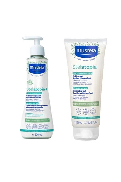 Mustela Stelatopia Lipit Yenileyici Krem 300 ml Stelatopia Şampuan 200 ml ürün görseli
