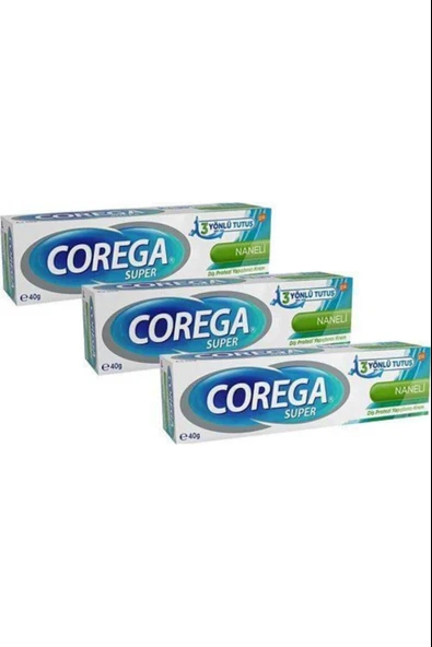 Corega Süper Protez Yapıştırıcı Naneli Krem 40 gr 3 Adet ürün görseli