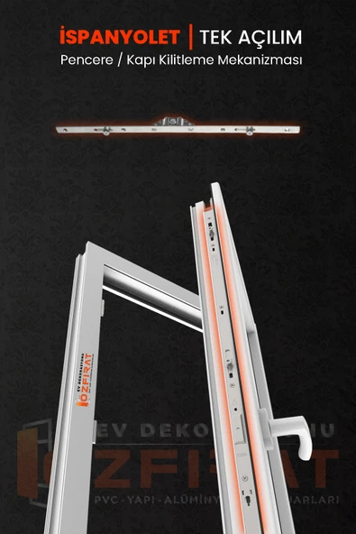 100cm Tek Açılım İspanyolet – PVC Pimapen Kapı Pencere Kilidi – (2 Adet) - Resim 3