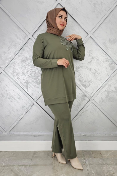 KADIN DİKME DETAYLI TESETTÜR TAKIM - Resim 2