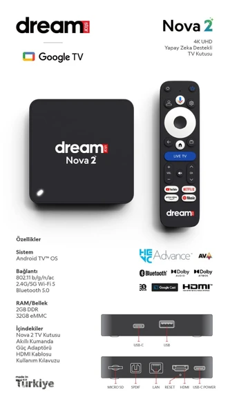 Dreamstar Nova 2  Android 14 Free İptv  Hediyeli - Resim 2