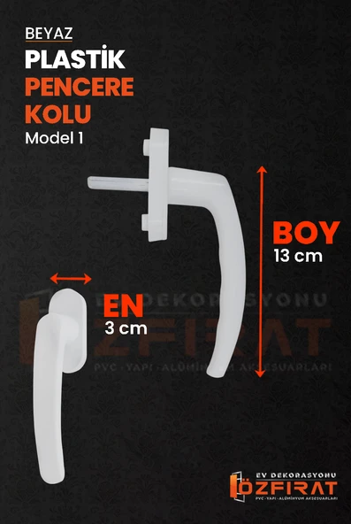 Pimapen PVC Pencere Kolu – Plastik – Beyaz – Model 1 – (3 Adet) - Resim 2