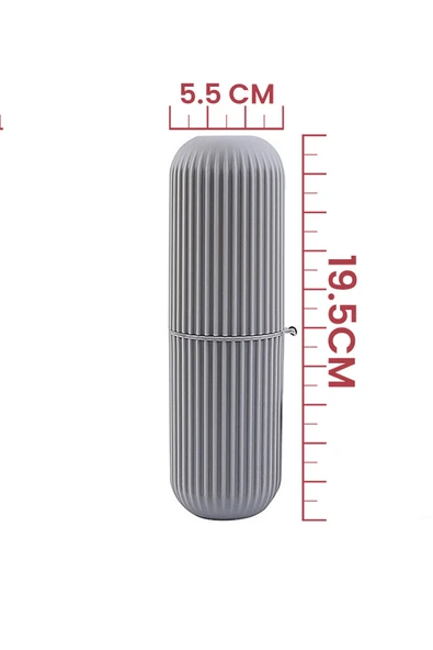 Gri - Seyahat Tipi Diş Fırçası, Makyaj Malzemesi Saklama Kabı, Çok Amaçlı Aksesuar Organizeri - Resim 7