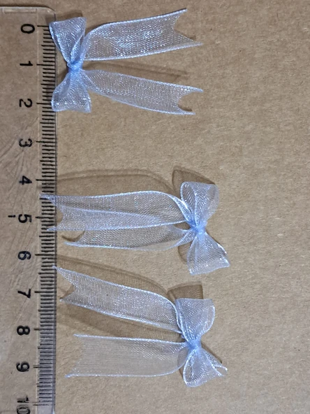 Pratikbox Mini Fiyonk / Tül 1cm'lik / Hediyelik / Süsleme / Mavi Renk / 50 Adet / - Resim 4