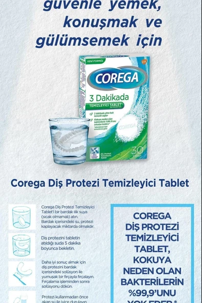 Corega 3 Dakikada Diş Protezi Temizleyici 30 Tablet 2 Adet - Resim 8
