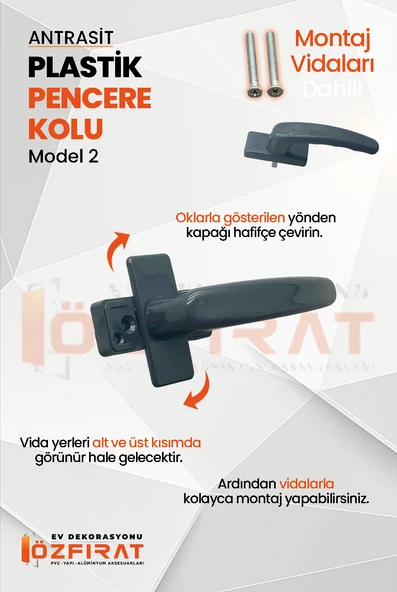 Pimapen PVC Pencere Kolu – Plastik – Antrasit – Model 2 – (4 Adet) - Resim 3