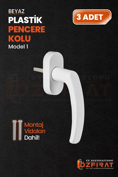 Pimapen PVC Pencere Kolu – Plastik – Beyaz – Model 1 – (3 Adet) ürün görseli 1