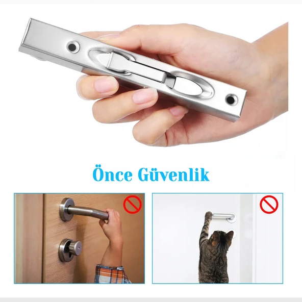 Paslanmaz Çelik 25 cm Gömme Kapı Sürgüsü Gizli Sessiz Çalışan Dayanıklı Profesyonel Kilit Mekanizma - Resim 6