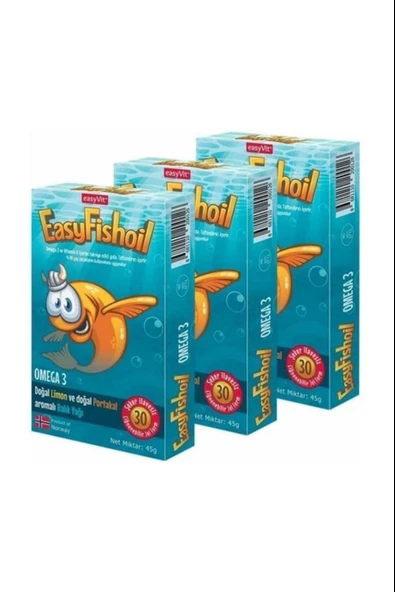 EasyFishoil Çocuk Portakal Aromalı 30 Çiğneme Tablet 3 Adet ürün görseli