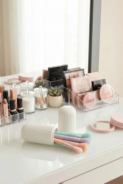 Beyaz - Seyahat Tipi Diş Fırçası, Makyaj Malzemesi Saklama Kabı, Çok Amaçlı Aksesuar Organizeri - Resim 3