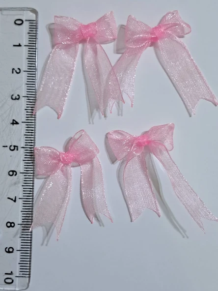 Pratikbox Mini Fiyonk / Tül 1cm'lik / Hediyelik / Süsleme / PEMBE Renk / 50 Adet / - Resim 2