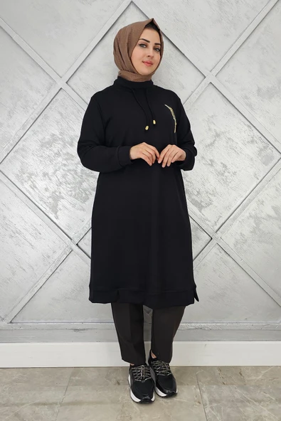 KADIN DİKME DETAYLI TESETTÜR TUNİK - Resim 2