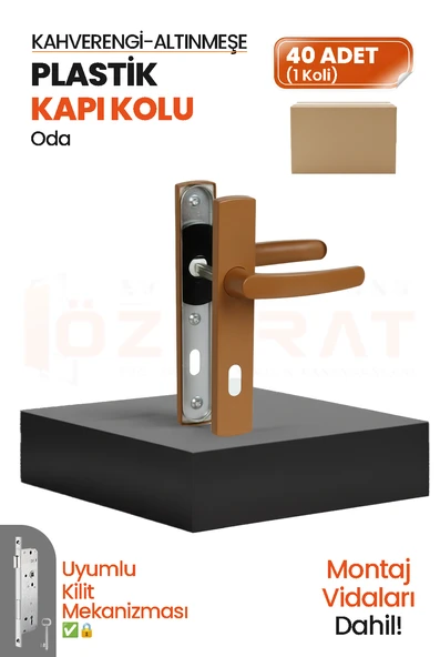 PVC Pimapen Plastik Oda Kapı Kolu – Altınmeşe/Kahverengi – (40 Takım) ürün görseli 1