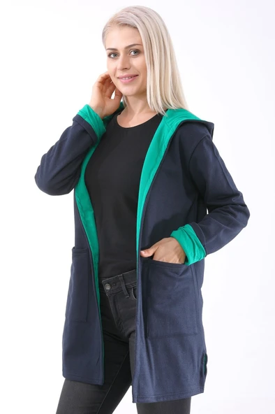 Günlük Renkli Kapüşonlu Spor Kadın Ceket ürün görseli 1