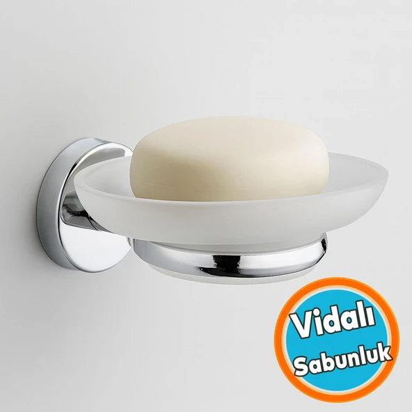 Vidalı Sabunluk Banyo Tuvalet Mutfak İçin Krom Duvar Tipi  Şık Metal Dayanıklı Tasarım Aksesuar ürün görseli 1