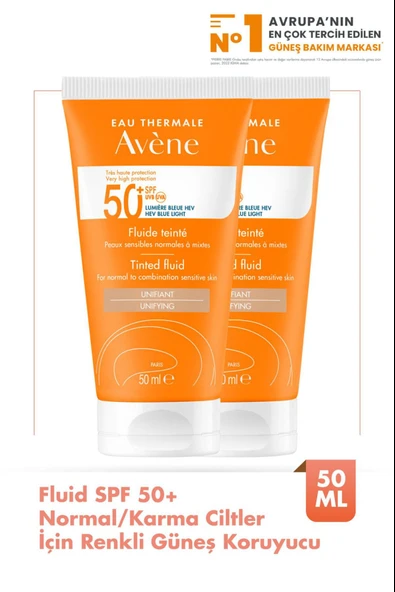 Avene Tinted Fluid Güneş Koruyucu Spf 50 50 Ml 2 Adet ürün görseli
