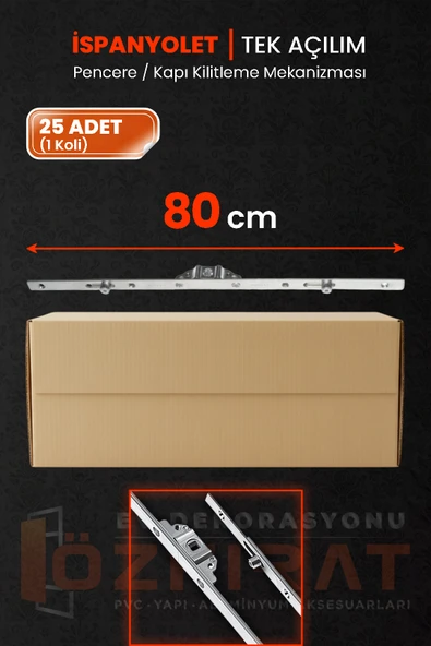 80cm Tek Açılım İspanyolet – PVC Pimapen Kapı Pencere Kilidi – (25 Adet) ürün görseli 1