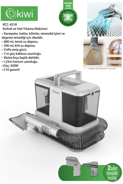 Kiwi KCC-4318 Koltuk ve Halı Yıkama Makinesi Beyaz ürün görseli 1
