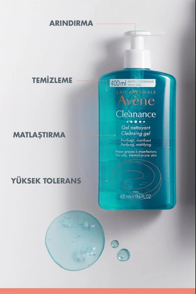 Avene Cleanance Yağlı ve Akneye Eğilimli Ciltler için Matlaştırıcı Etkili Temizleme Jeli 400 ml 2 Adet - Resim 3