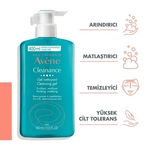 Avene Cleanance Yağlı ve Akneye Eğilimli Ciltler için Matlaştırıcı Etkili Temizleme Jeli 400 ml - Resim 3