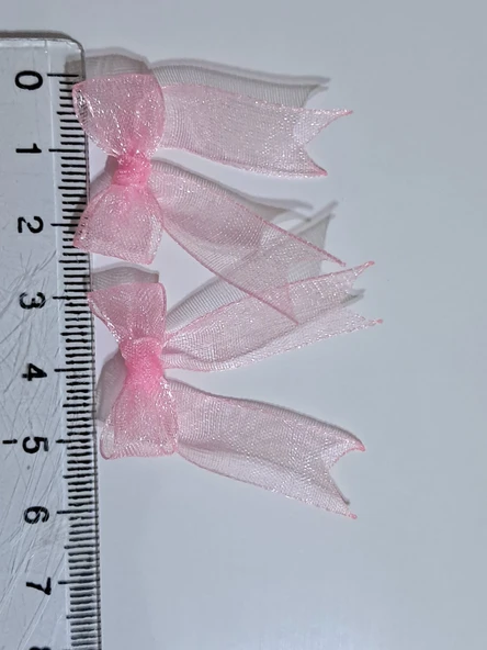 Pratikbox Mini Fiyonk / Tül 1cm'lik / Hediyelik / Süsleme / PEMBE Renk / 50 Adet / - Resim 4