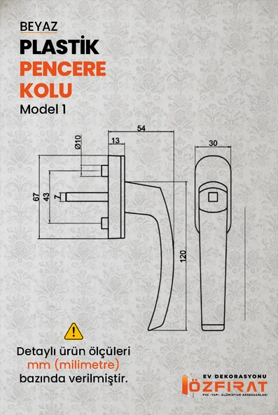 Pimapen PVC Pencere Kolu – Plastik – Beyaz – Model 1 – (5 Adet) - Resim 3