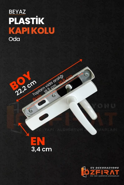 PVC Pimapen Plastik Oda Kapı Kolu – Beyaz – (40 Takım) - Resim 2