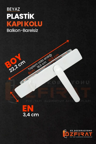 PVC Pimapen Plastik Balkon Kapı Kolu – Barelsiz – Beyaz – (40 Takım / 1 Koli) - Resim 2