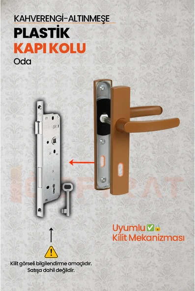 PVC Pimapen Plastik Oda Kapı Kolu – Altınmeşe/Kahverengi – (40 Takım) - Resim 3