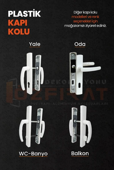 PVC Pimapen Plastik Banyo, Tuvalet, WC Kapı Kolu – Altınmeşe/Kahverengi –  (1 Takım) - Resim 4