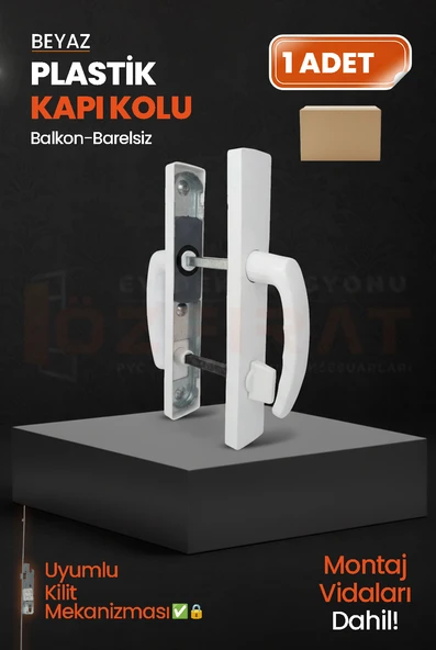 PVC Pimapen Plastik Balkon Kapı Kolu – Barelsiz – Beyaz – (40 Takım / 1 Koli) ürün görseli 1