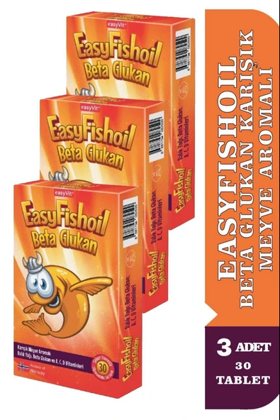 EasyFishoil Beta Glukan Çiğnenebilir 30 Jel Tablet 3 Adet ürün görseli