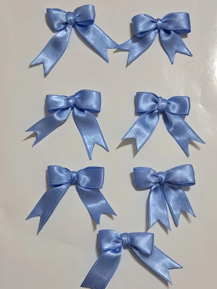 Pratikbox Fiyonk / Saten 2cm'lik / Hediyelik / Süsleme / Mavi Renk / 35Adet /Silikonlu - Resim 3