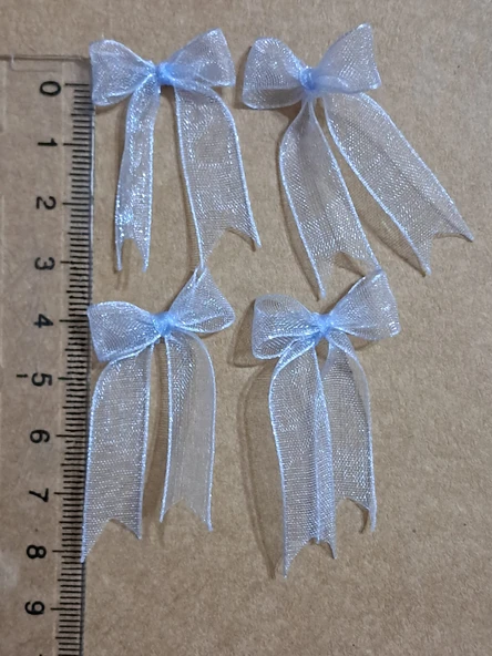 Pratikbox Mini Fiyonk / Tül 1cm'lik / Hediyelik / Süsleme / Mavi Renk / 50 Adet / - Resim 2