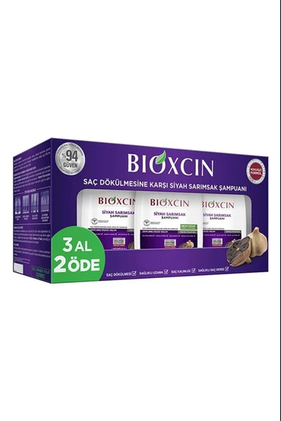Bioxcin Siyah Sarımsak Şampuan 3x300 Ml - Saç Dökülmesi Şampuanı 2 Adet ürün görseli