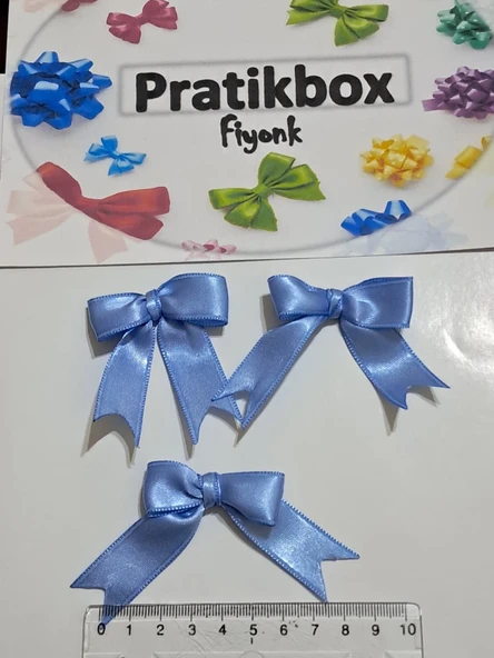 Pratikbox Fiyonk / Saten 2cm'lik / Hediyelik / Süsleme / Mavi Renk / 35Adet /Silikonlu - Resim 2