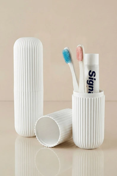 Beyaz - Seyahat Tipi Diş Fırçası, Makyaj Malzemesi Saklama Kabı, Çok Amaçlı Aksesuar Organizeri ürün görseli 1