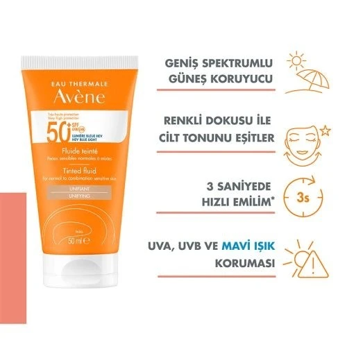 Avene Tinted Fluid Güneş Koruyucu Spf 50 50 Ml - Resim 3