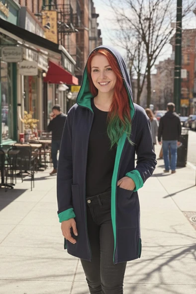 Günlük Renkli Kapüşonlu Spor Kadın Ceket ürün görseli 1