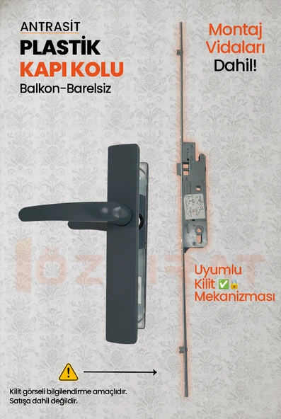 PVC Pimapen Plastik Balkon Kapı Kolu – Barelsiz – Antrasit – (40 Takım / 1 Koli) - Resim 3