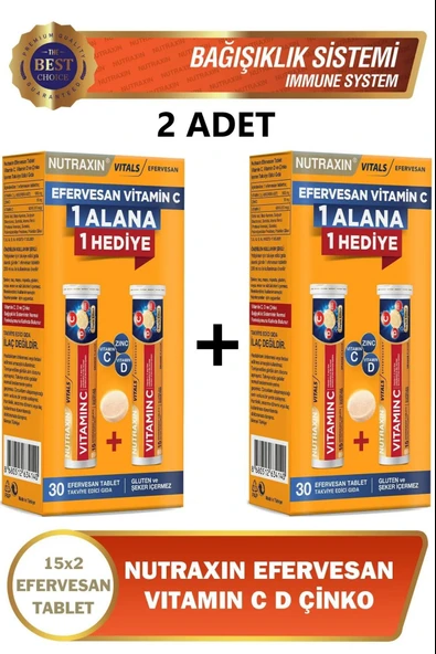 Nutraxin C D Zinc Efervesan 2 Al 1 Öde 30 Tablet 2 Adet ürün görseli