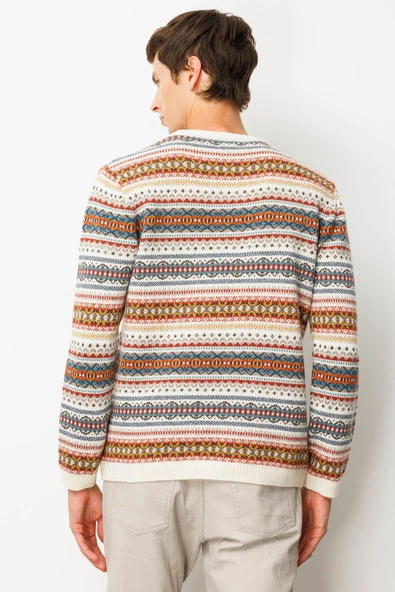 Desen Sıfır Yaka Jakarlı Yün Kazak Erkek 25KDSN25511 - Resim 3