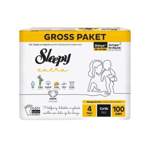 Sleepy Bebek Bezi Ekstra 4 Numara Cırtlı Bez 100 Adet ürün görseli